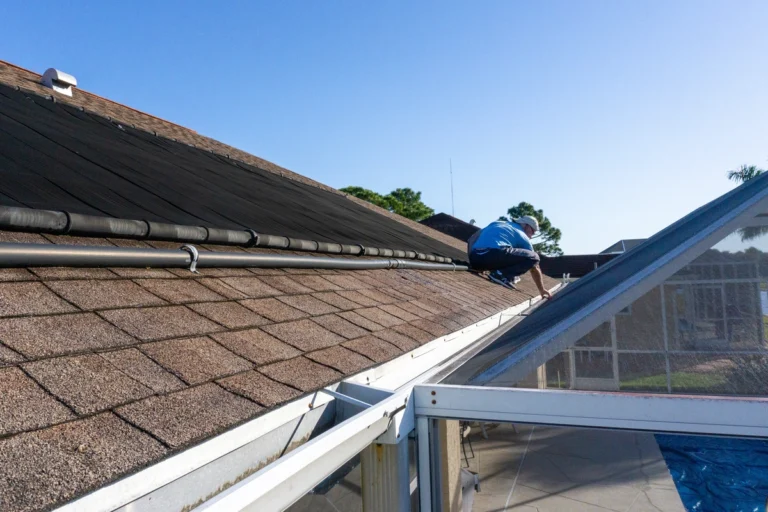 Homeowner doing his house roof inspection 