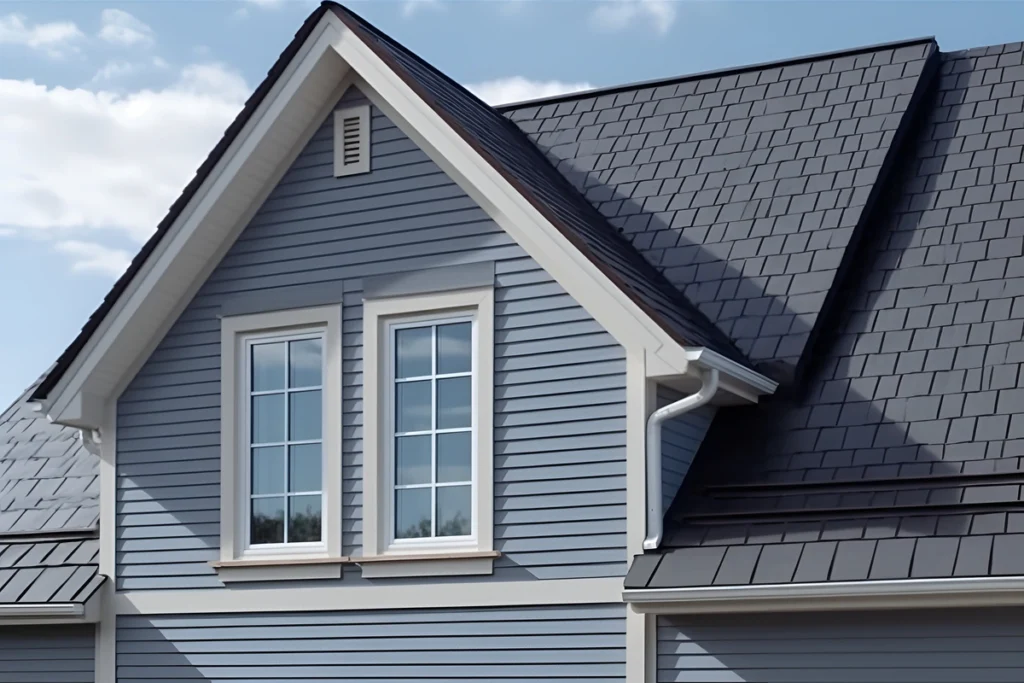 blue vinyl siding and windows