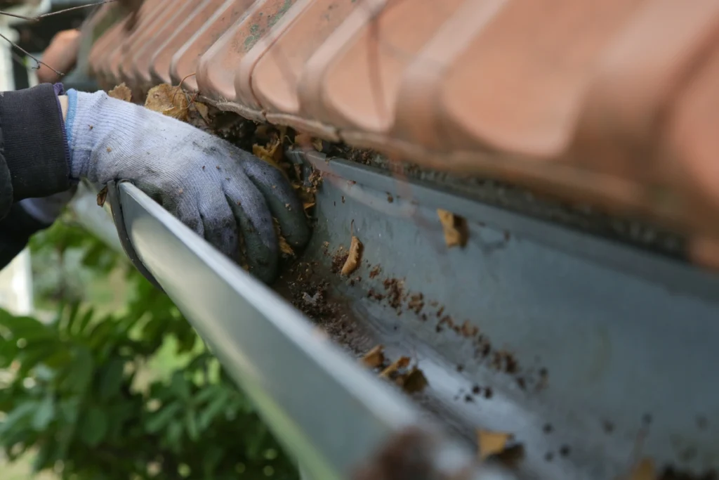 cleaning gutters