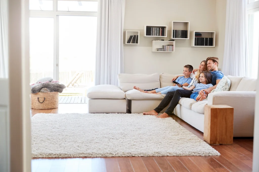 family on couch